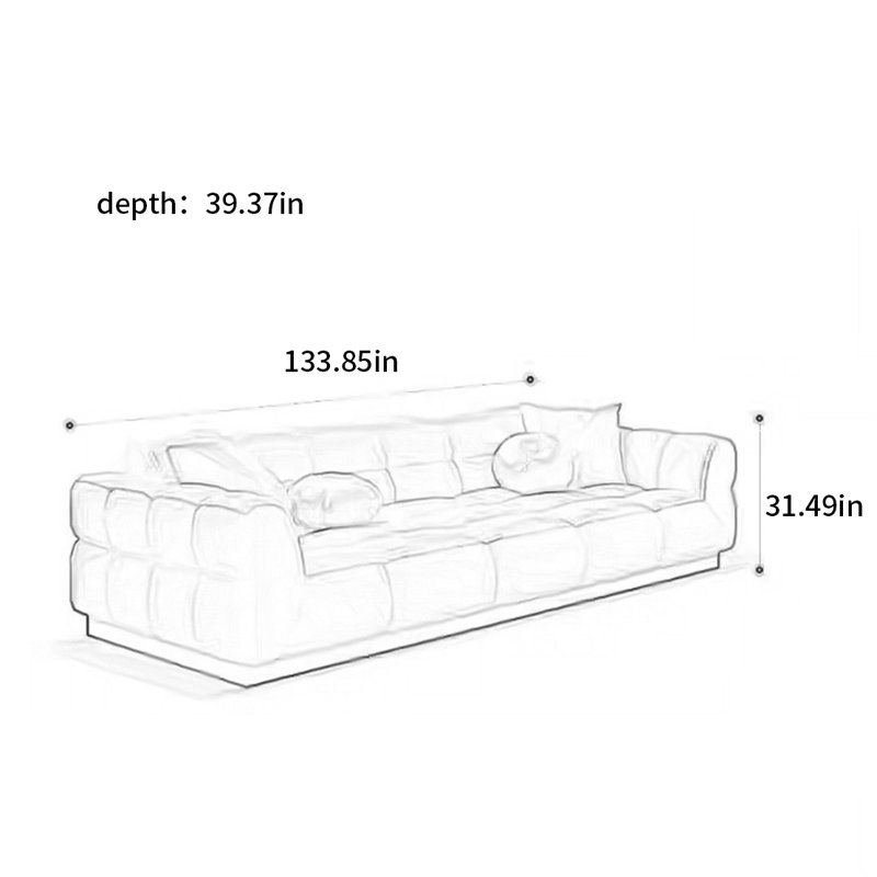 canapé de style guimauve simple et moderne, H 31,49 po x l 133,85 po x P 39,37 po, 5