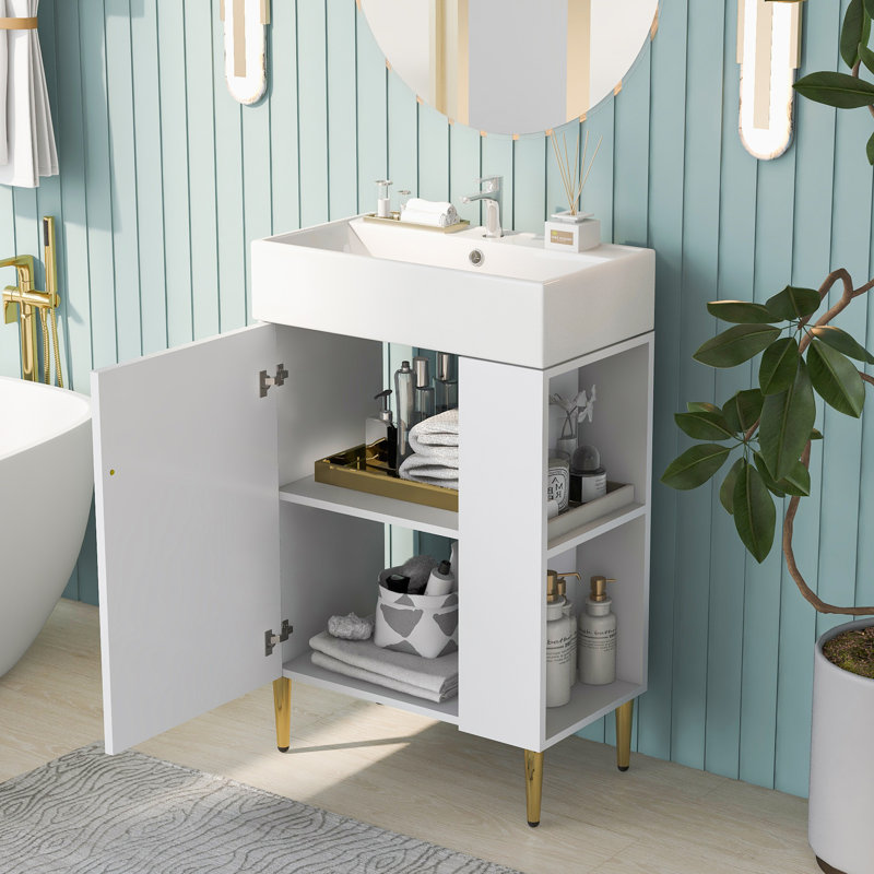 [Cabinet seulement] Meuble-lavabo de 21,6 po, blanc (lavabo non inclus)