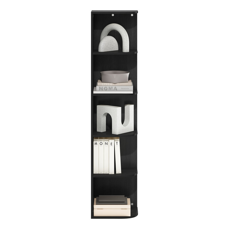 Rind Corner Open Shelf Bookcase, Black, 134cm H x 31cm W x 24cm D