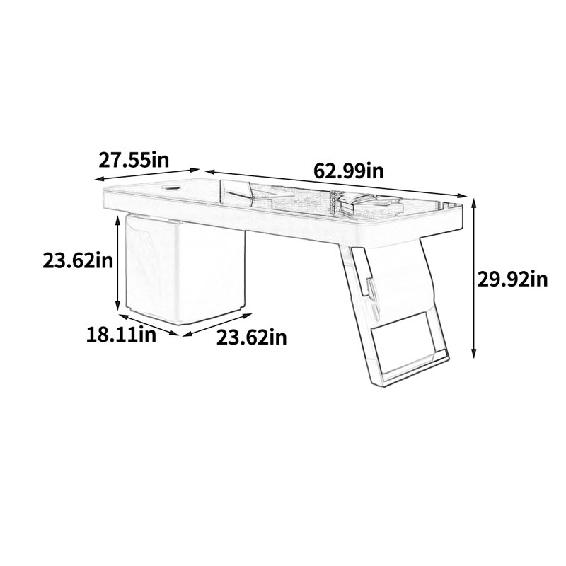 Orwhin Computer Desk, 29.92" H x 62.99" W x 27.55" D