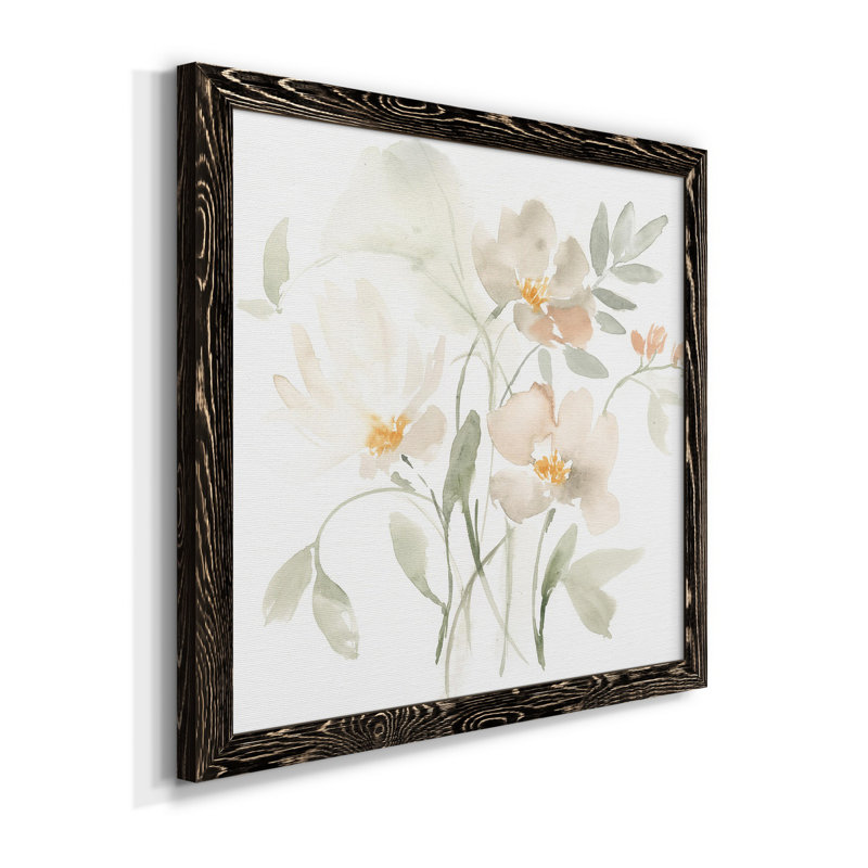 «Whispering Petals I», art mural sur toile, H 17 po x l 17 po x P 1,5 po, Cadre noir