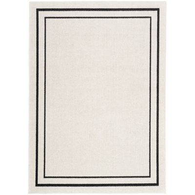 Arvell Abstract Machine Woven Chenille Area Rug in Off-White