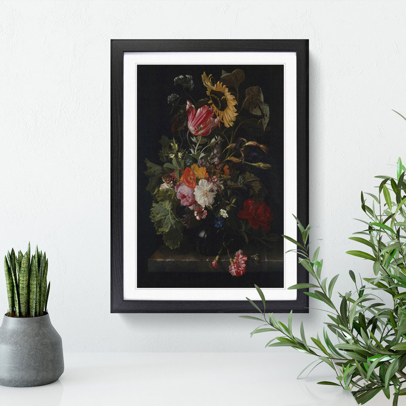 Still Life with Flowers Vol.5 by Maria Van Oosterwijk - Picture Frame Painting, Black, 48cm H x 36cm W x 2cm D