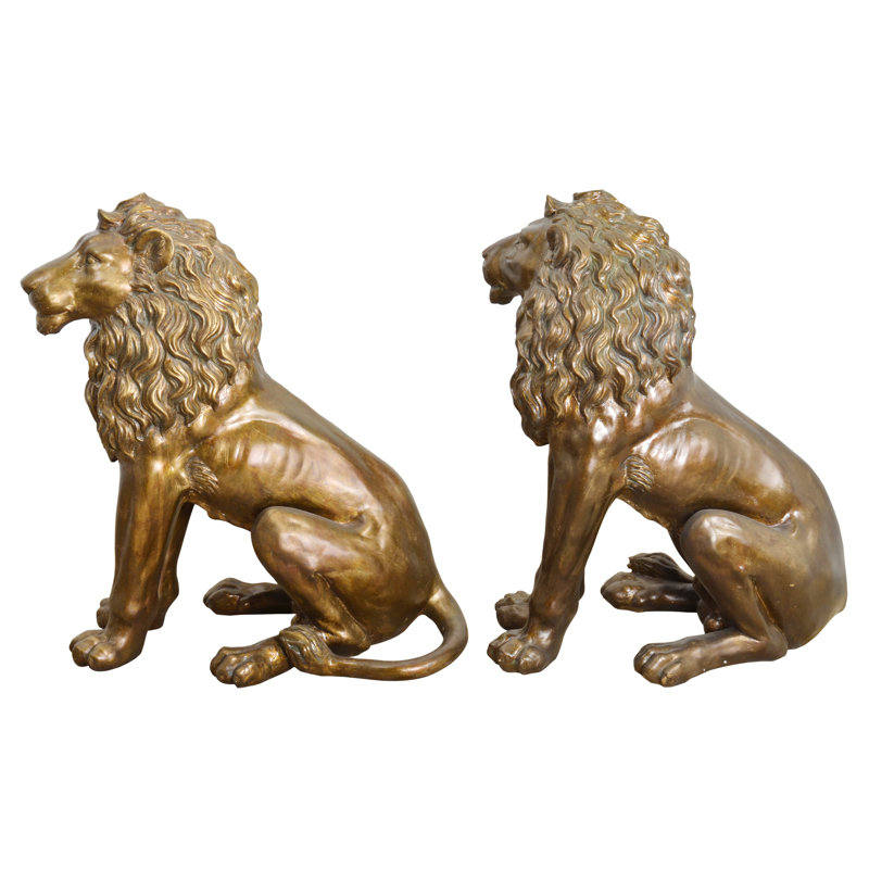 Ensemble de 2 lions 33 pouces de hauteur assis brunis