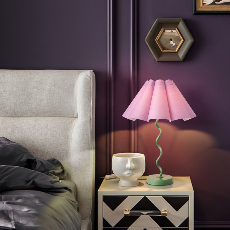Pleated Table Lamp, Green, Purple