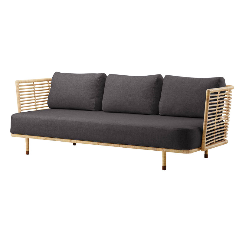 Moments Square Arm Sofa, Black Cane-line Natté