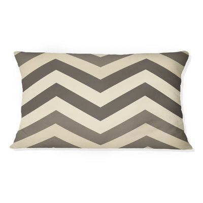 Black Beige Midcentury Chevron III - Midcentury Lumbar Pillow