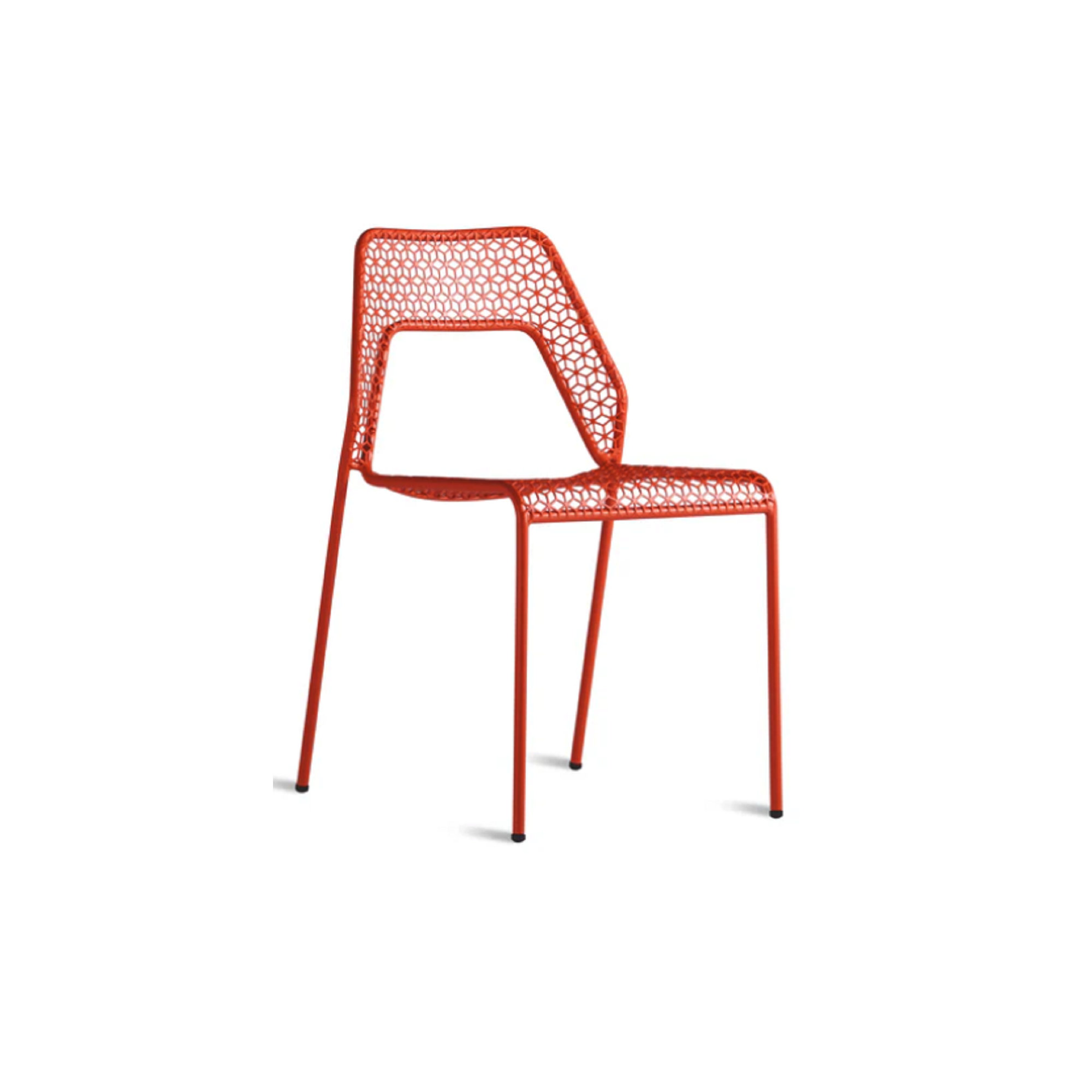 Hot Mesh Premium All-Weather Wicker Outdoor Stacking Dining Side Chair, Humble Red