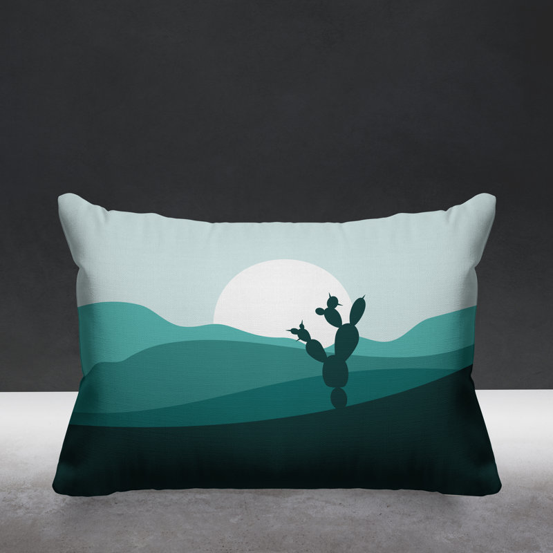 Coussin décoratif intérieur / extérieur Minimalist Desert, Émeraude