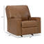 Fauteuil inclinable manuel à tirette Miller, cuir véritable brun caramel