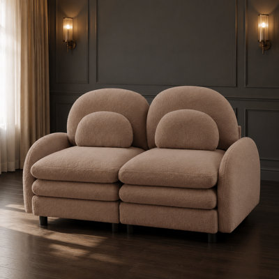 Causeuse modulaire en tissu à 2 places avec dossier incurvé Cloud Like Teddy
