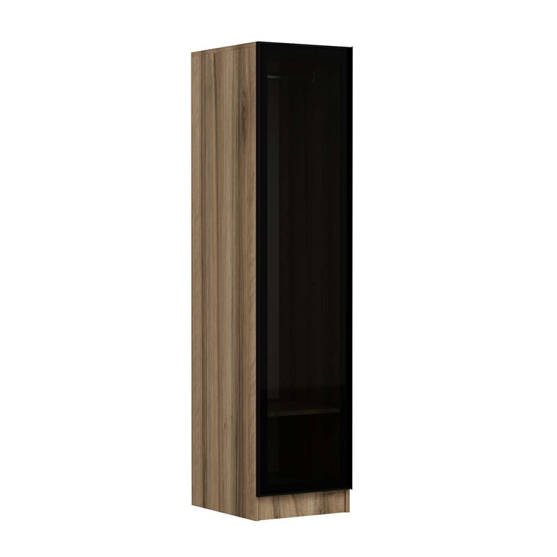 Elina Manufactured Wood Wardrobe, 190cm H x 45cm W x 52cm D, Black/Brown