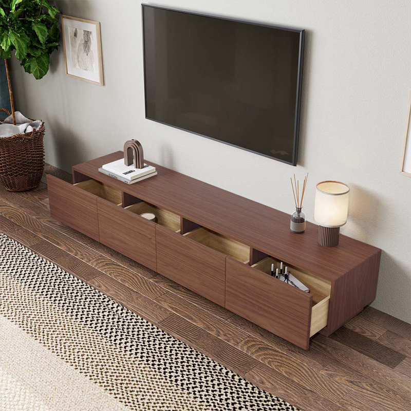 Comerico Modern Wood TV Stands, Minimalist Long Media Console with 4 Drawers