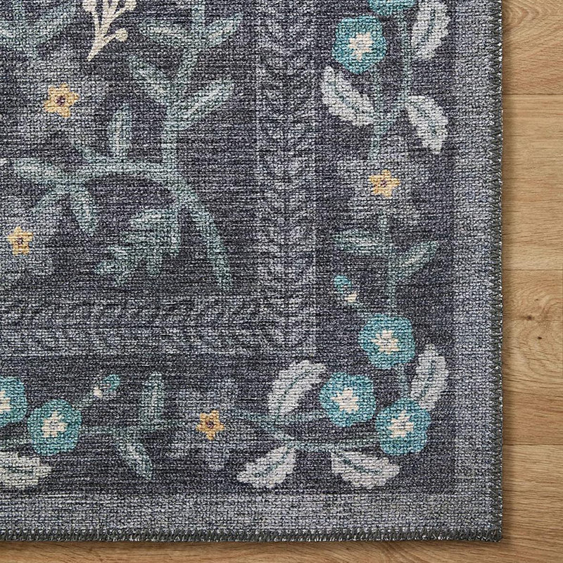 Tapis noir Rifle Paper Co. x Loloi Maison Nightingale, Rectangle 5 pi x 7 pi 6 po