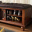 Handwoven Rattan & Leather Shoe Bench