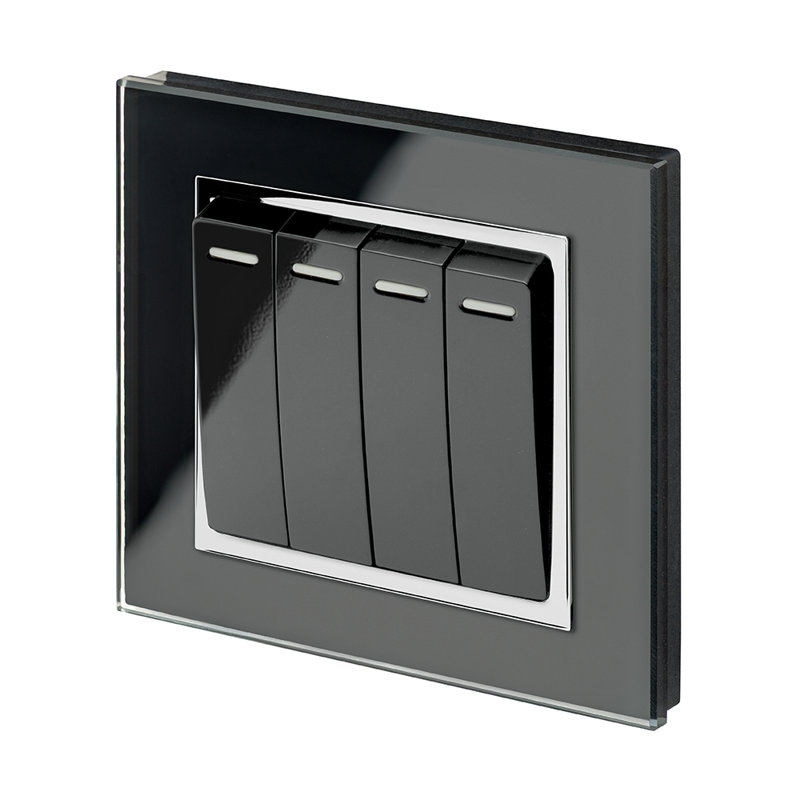 Crystal CT 4 Gang Rocker Light Switch White, Black