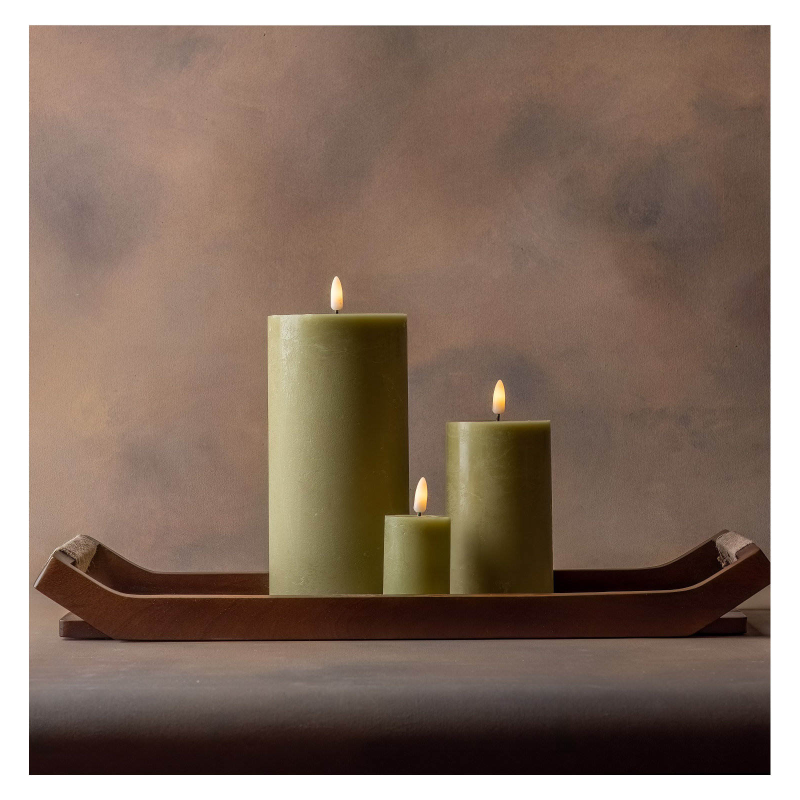 Large Flameless Pillar Candle, Green