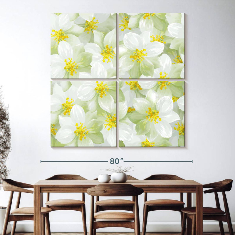 Harnek White Jasmine Flowers, 74" H x 74" W