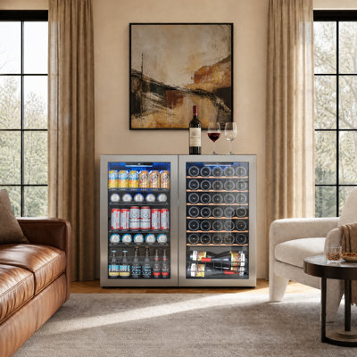 34 Bottle 130 Cans Wine Beverage Fridge