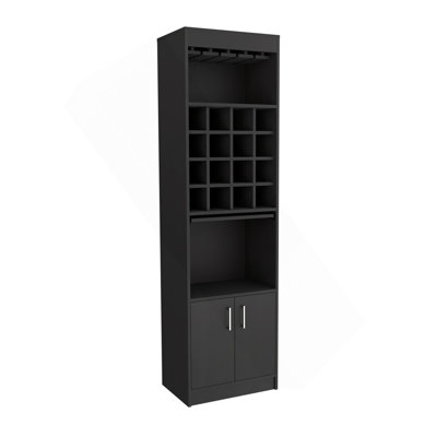 Armoire de bar Being Kava, double porte, deux tablettes, seize porte-bouteilles encastrés