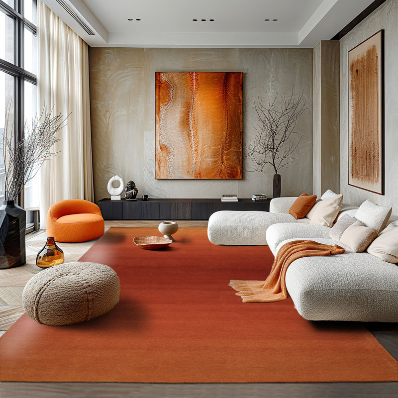 Tapis orange brûlé pour intérieur éclectique LoomBloom, Rectangle 9 pi x 12 pi