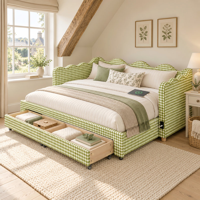 Upholstered Single (3') Daybed, Green