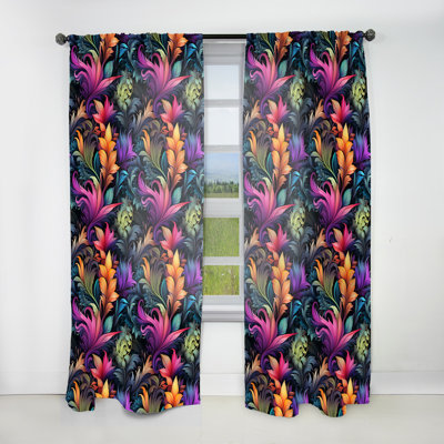 Neon Foliage Botanical Motif I - Rideau floral - Rideau floral obscurcissant - 1 panneau