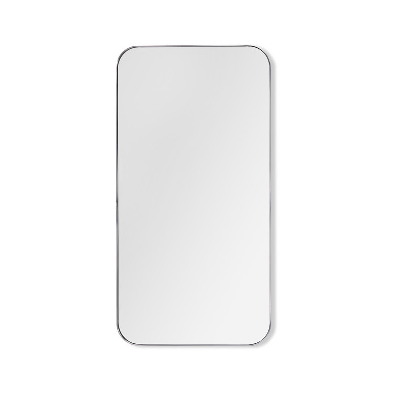 Aalina Flat Metal Beveled Wall Mirror, Brushed Nickel, 80" x 42"