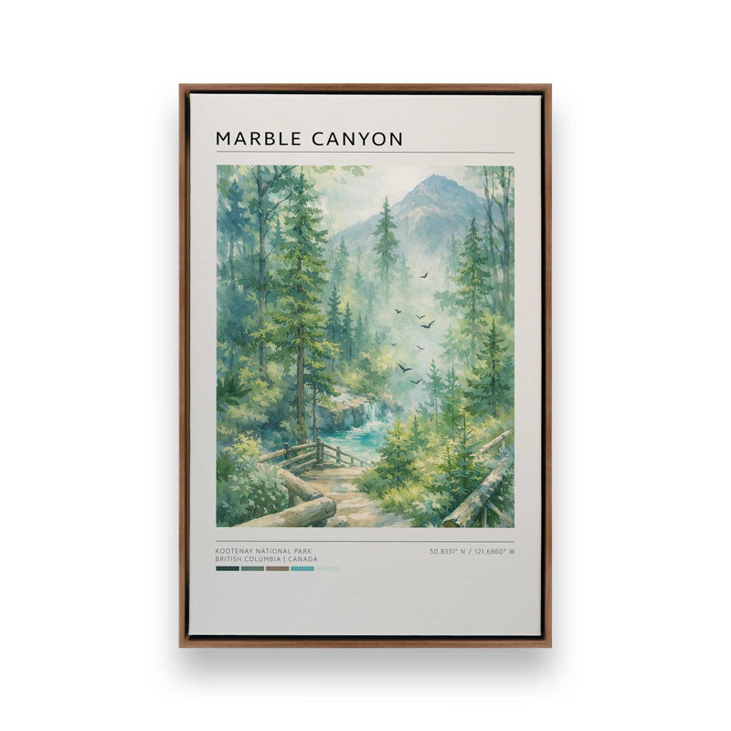 Marble Canyon, reproduction d'art sur toile, 8 po x 12 po, Cadre flottant en noyer
