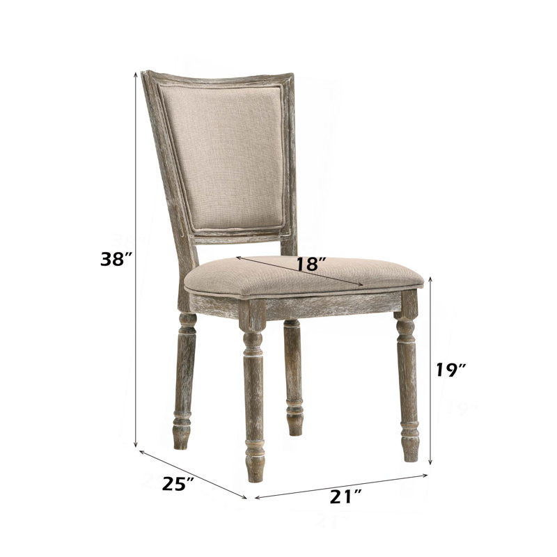 Ensemble de 2 chaises d'appoint en tissu beige et finition grise récupérée