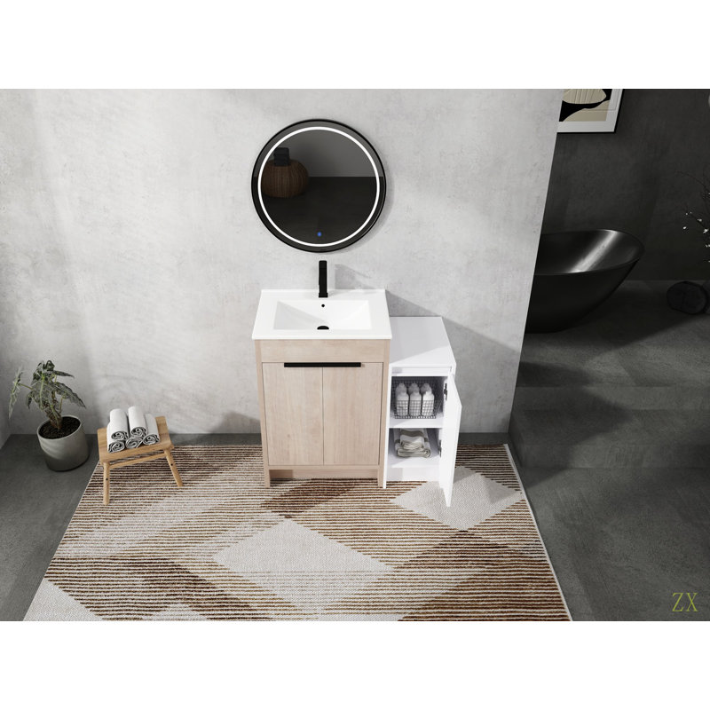 Meuble-lavabo autoportant de 36 pouces avec lavabo en céramique et armoires de rangement, porte à fermeture douce, armoire combinée 02424 + 0312, ensemble KD