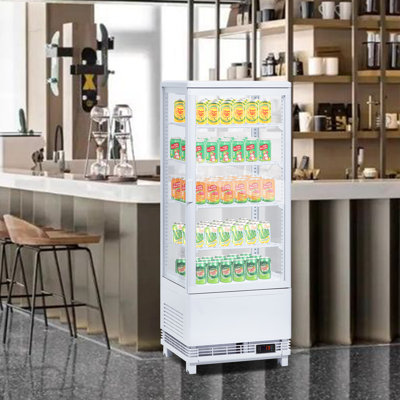 Réfrigérateur commercial, présentoir réfrigéré de 3,5 pieds cubes / 98 L avec 4 tablettes réglables, lumières DEL, verre trempé double, réfrigérateur à gâteaux sans givre, noir