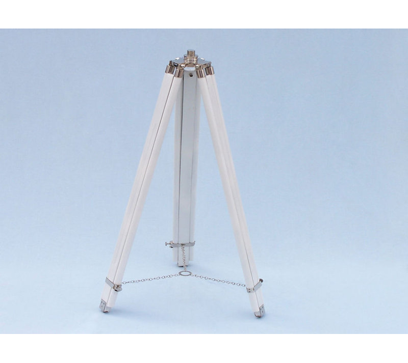 Handmade Copper Decorative Telescope, Chrome/White Leather