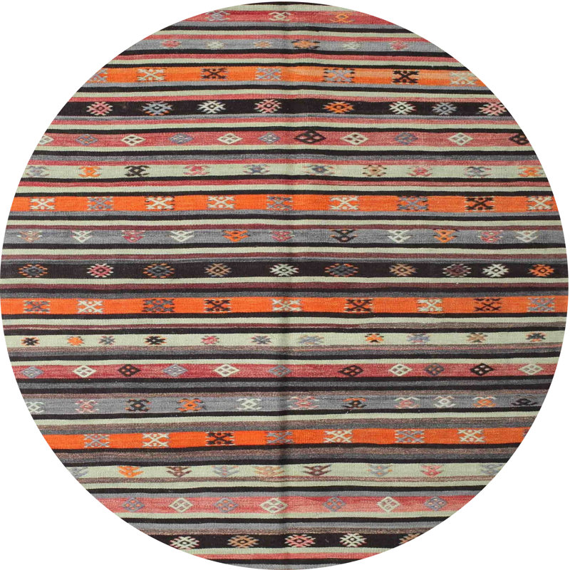 Tapis rouge / brun Neomi Southwestern, Rond 8 pi
