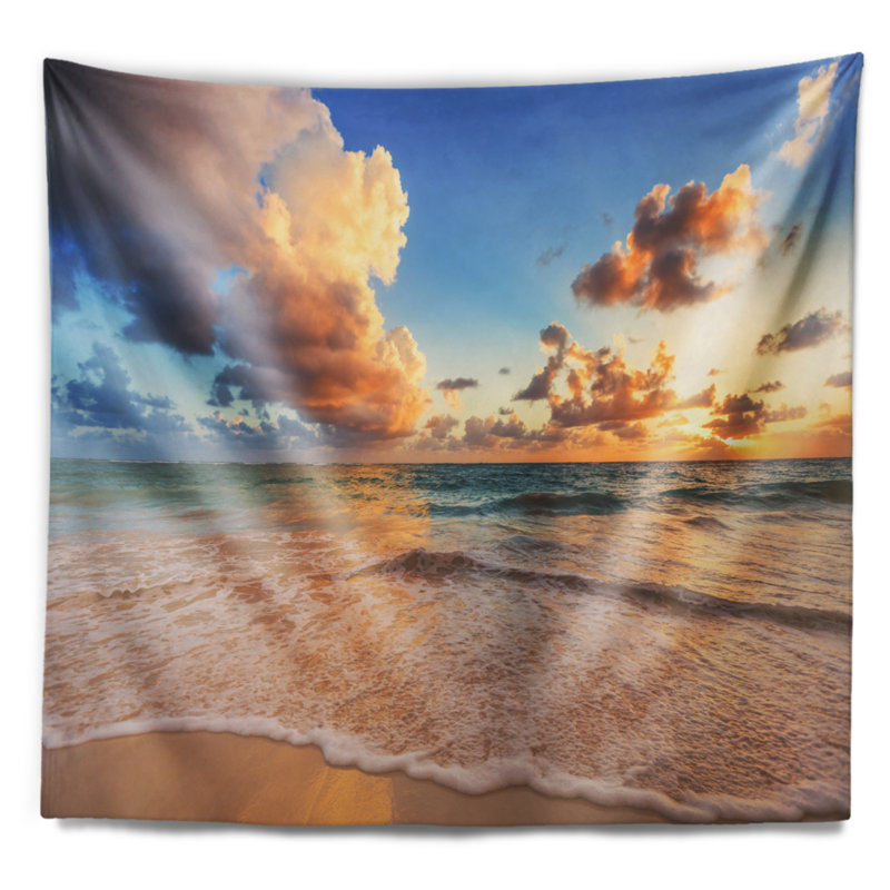 Magnifique tapisserie sur la plage, H 32 po x l 39 po