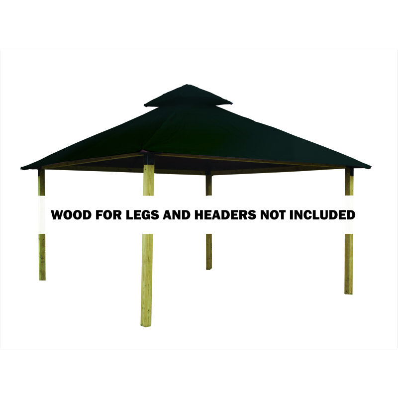 Roof Framing And Mounting 12 Ft. W x 12 Ft. D Solid Wood Gazebo, Forest Green, 141.5" H x 144" W x 144" D