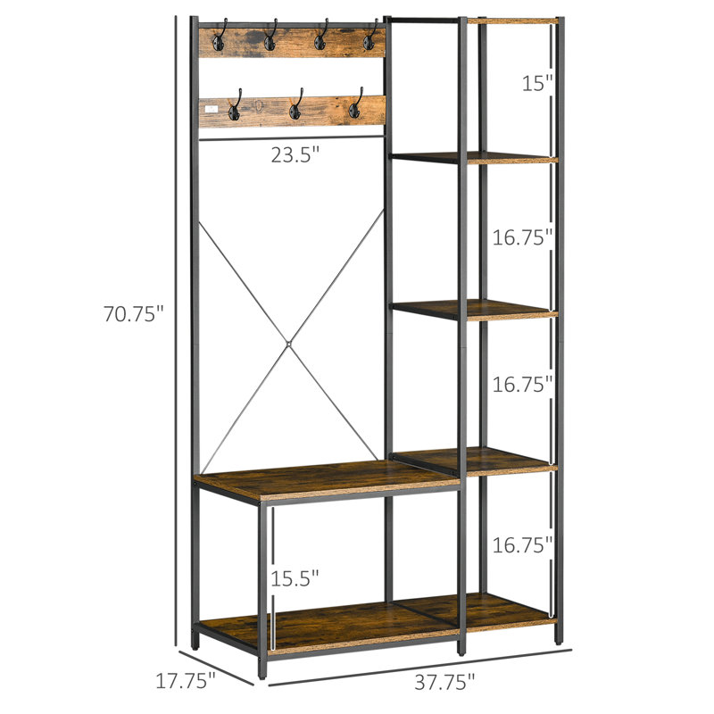 Hall Tree 37.75'' Wide with Shoe Storage