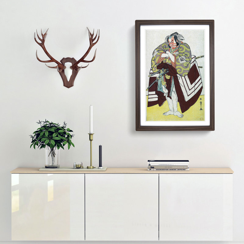 Ichikawa Danjuro V by Katsukawa Shunsho - Picture Frame Painting Print, 48cm H x 36cm W x 2cm D, Walnut Framed