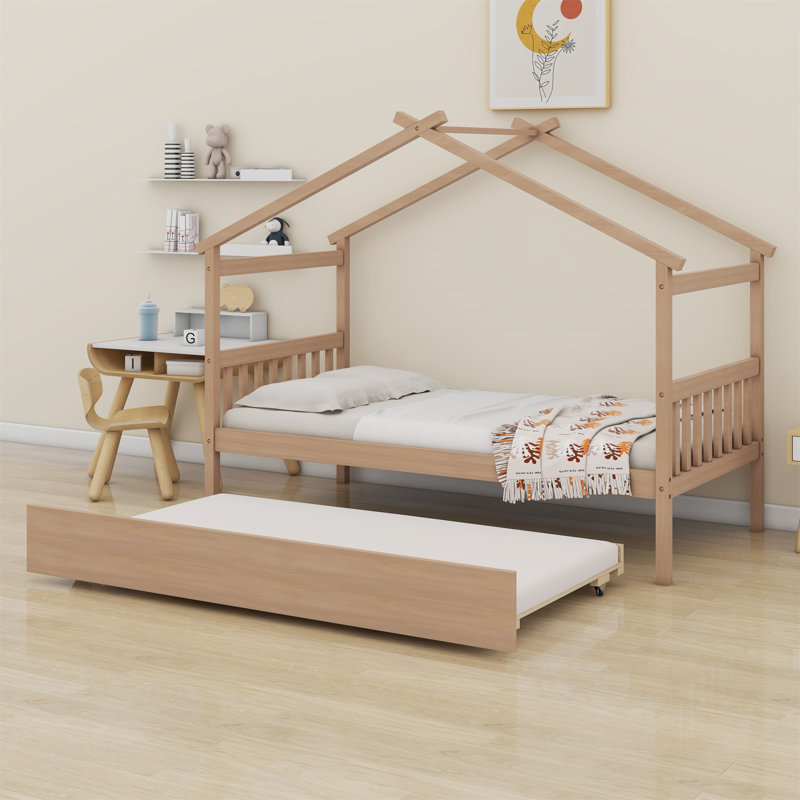 Lit en bois avec couchette, Naturel