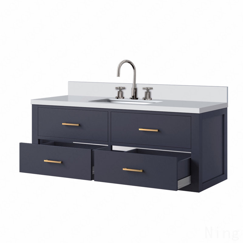 Ensemble de meuble-lavabo simple 48 po x P 22 po avec plateau en marbre de culture et robinet