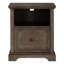 Classeur de bureau avec finition en chêne foncé, glissières de roulement dans le tiroir, rangement et rangement pour documents de style rustique de style transitionnel 1pc avec tablette, découpes de gestion des fils faciles