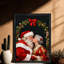«Black Santa», art mural encadré noir - décorations festives romantiques enneigées-1399448558
