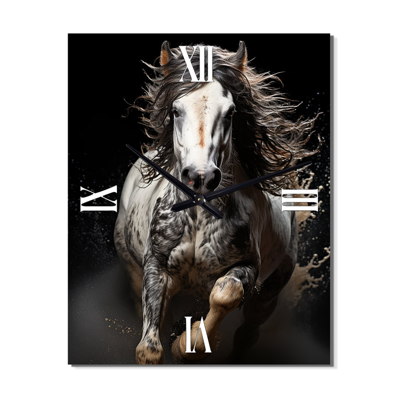 Horloge murale surdimensionnée White Horse Stallions - animaux, Très grand