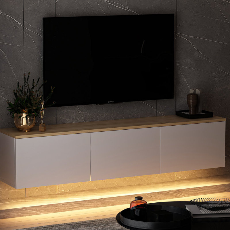 Meuble télé pour téléviseur de 65 po ou moins Aamena, Blanc