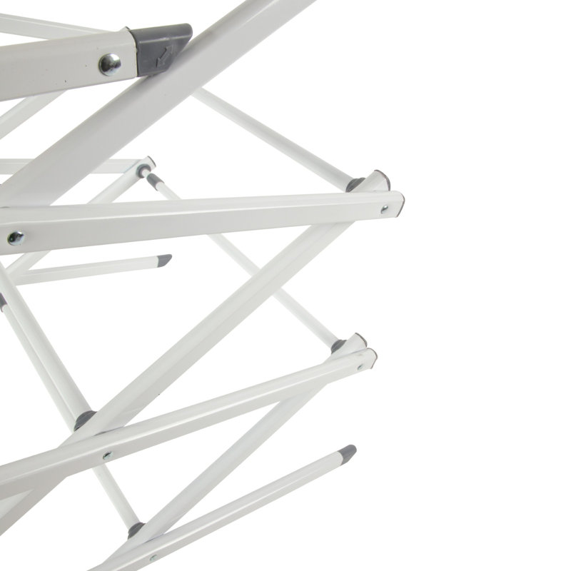 Gibson Home Riverrun Foldable Clothes Drying Rack, White Expandable Metal Laundry Stand