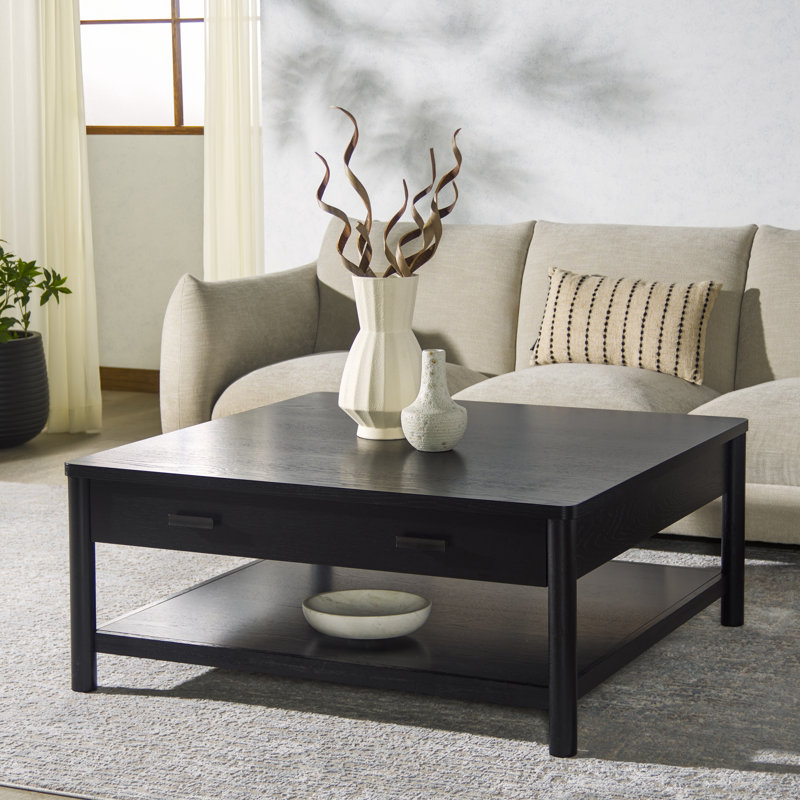 Jaylessa Wood 1 Drawer Coffee Table, Black