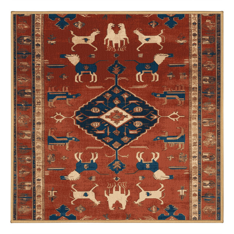 Machine Washable Persian Brown Area Rug, Square 8'