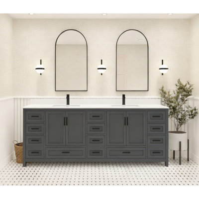 Rutherford 84 In. Bath Vanity Cabinet With Top In Charcoal Grey Assembled
