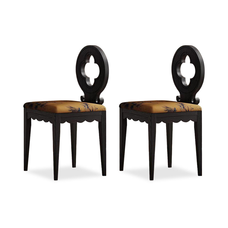 Black Solid back side Chair(Set of 2)