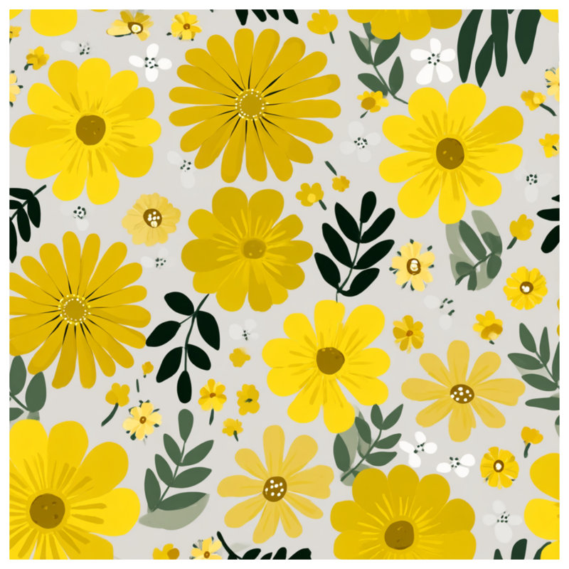Édredon floral bohème à fleurs, Édredon simple, Floral vert / jaune